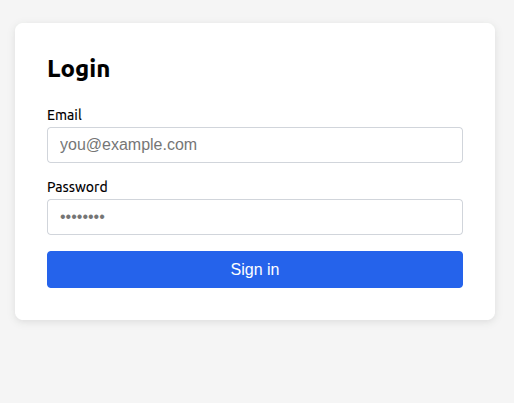 Login screen