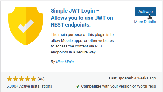 Activate the plugin Activate the plugin