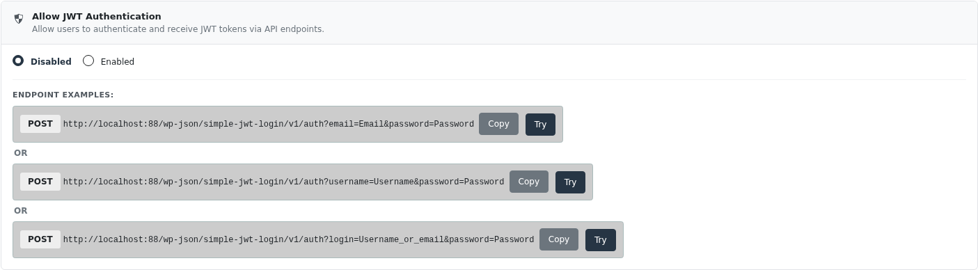 Allow JWT Authentication