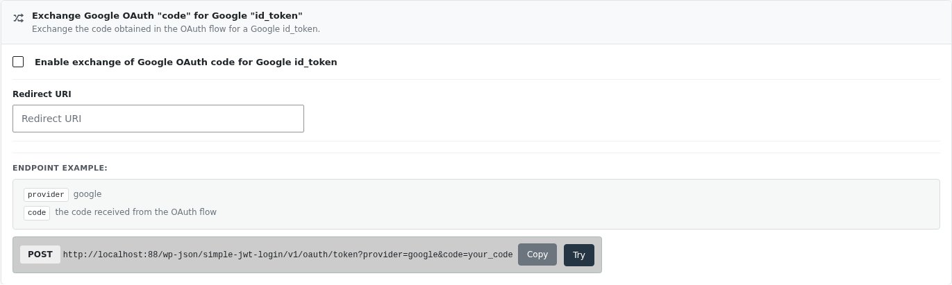 Exchange Google OAuth Code for id_token