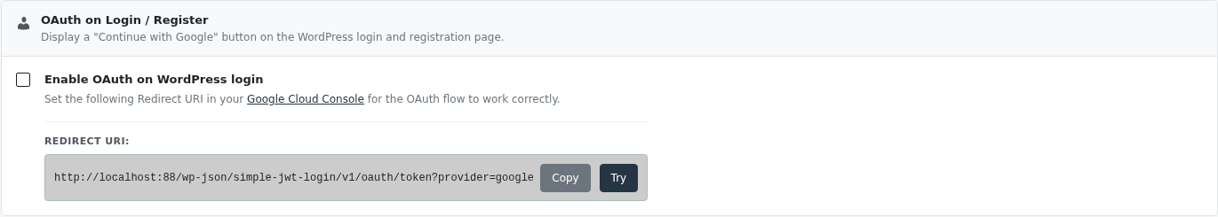 OAuth on Login / Register