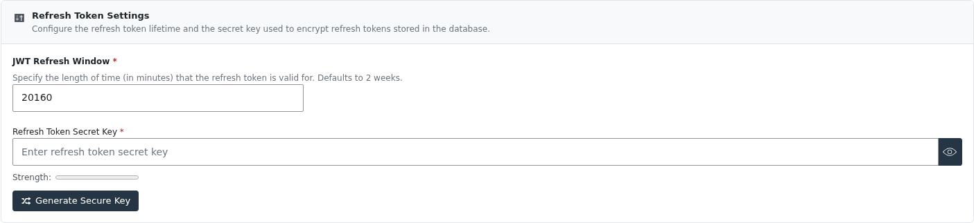 Refresh Token Settings
