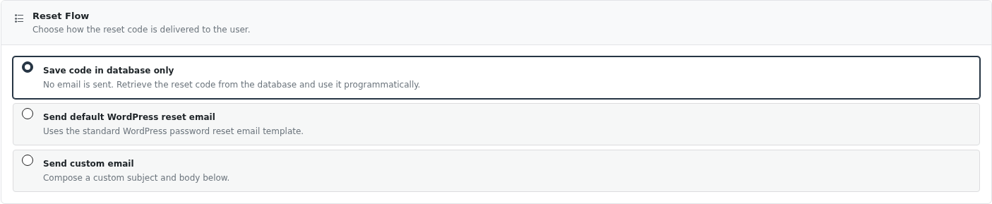 Reset Flow options