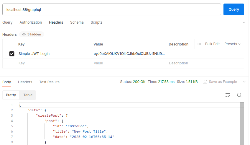 Authenticated WPGraphQL request